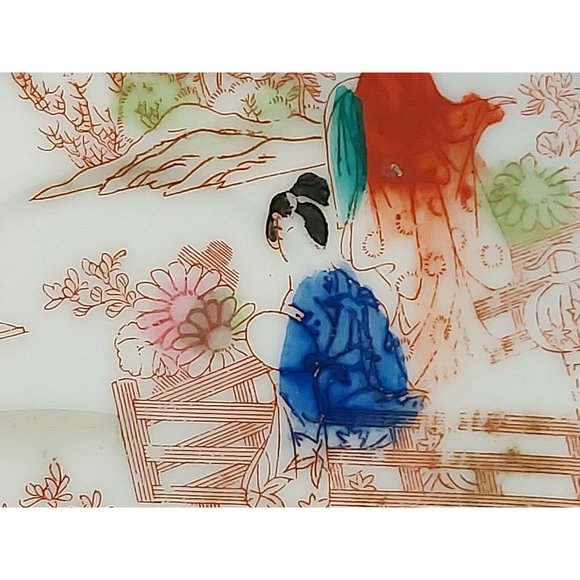 Vintage Hand Painted Saucer Small Plate Geishas Floral Japan 5 1/2" - Picture 7 of 10